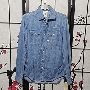 G-Star Raw Blue Button Shirt Size Small New